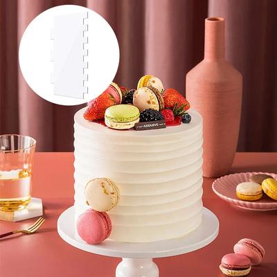 YOMDID 4/6PCS Cake Cream Scrapers Acrylic Cake Decor Saw Tooth Smoother Butter Cream Contour Pastry Dessert Making Baking Tools
