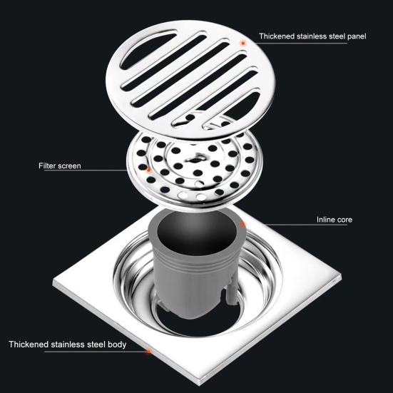 Floor Drain Double Filter Design Anti-odor Anti-blocking Drainage Insert Drain Plug Hair Catcher Floor Drainer Home Supply