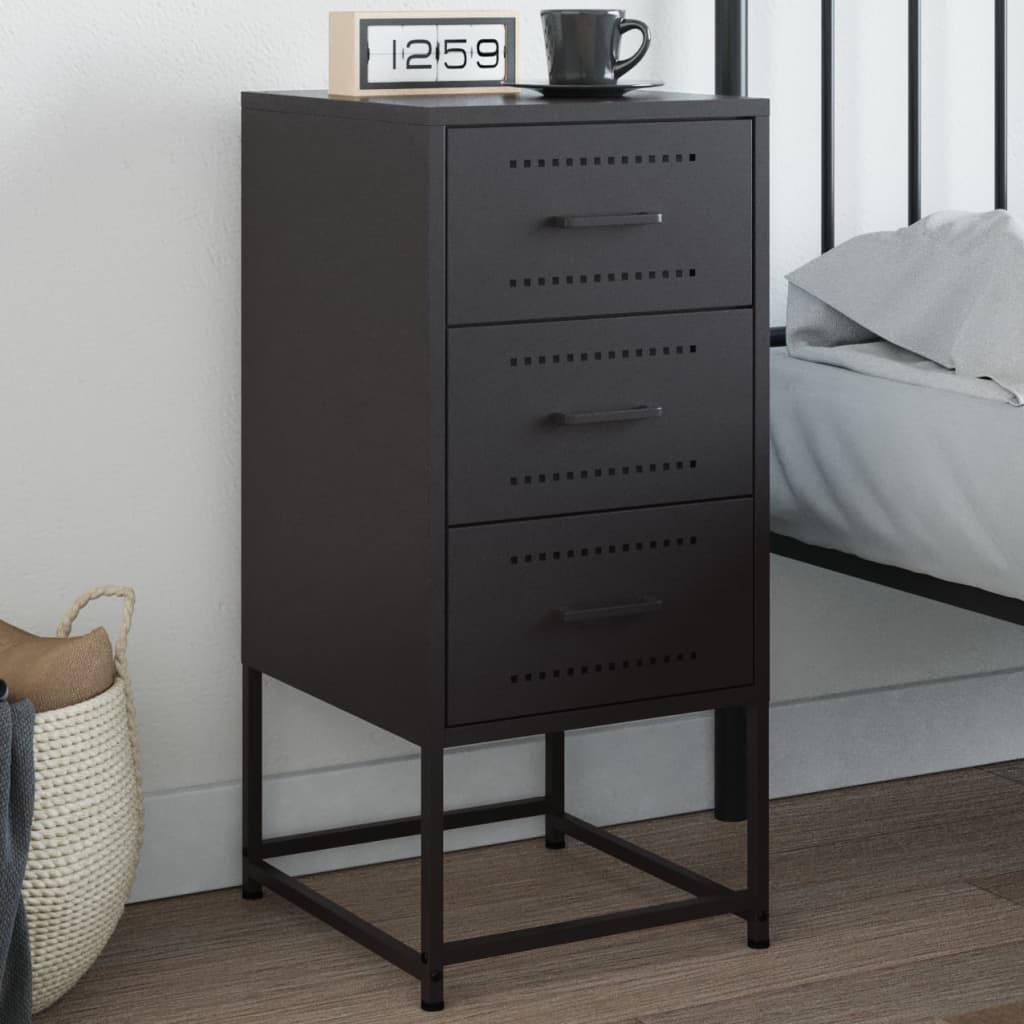Vidaxl Szafka Nocna, Czarna, 36X39X78 Cm, Stal