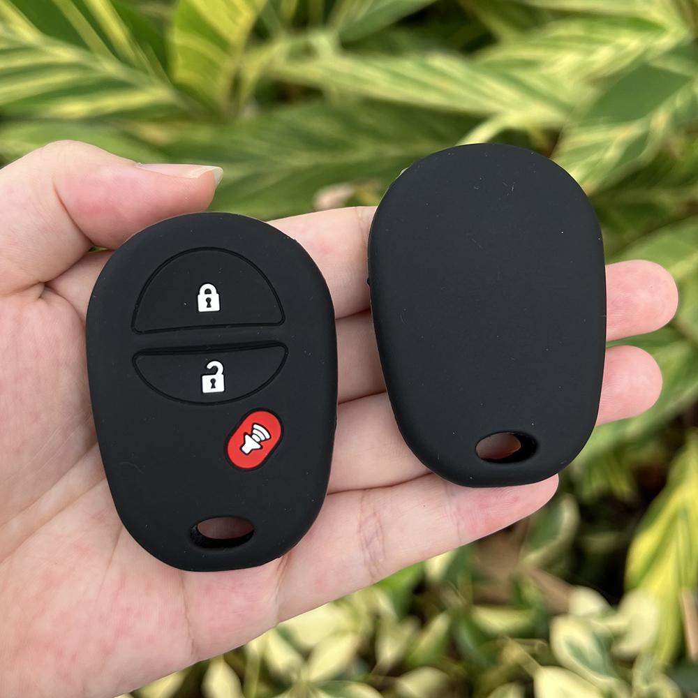3 Buttons Silicone Car Key Cover Case Skin Protector Holder Rubber Shell for Toyota Sienna Tacoma Tundra Keychain Accessories