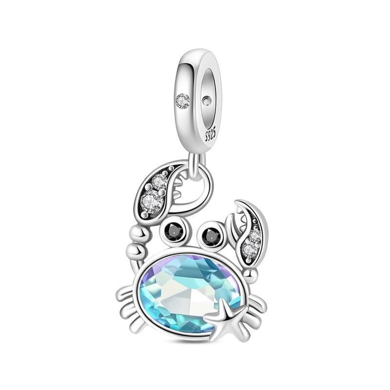 925 Silver Luminous Blue Ocean Series Octopus Starfish Charms Beads For Women Fit Bracelet DIY Jewelry Gifts