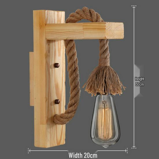 

American Country Solid Wood Retro Wall Lamp - Single Head, Industrial Style for Living Room, Dining Room, or Bar Without Bulb