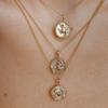 Women's Jewelry Straps Titanium Steel Vintage Shell Zodiac Coin Necklace Gifts for Girlfriends