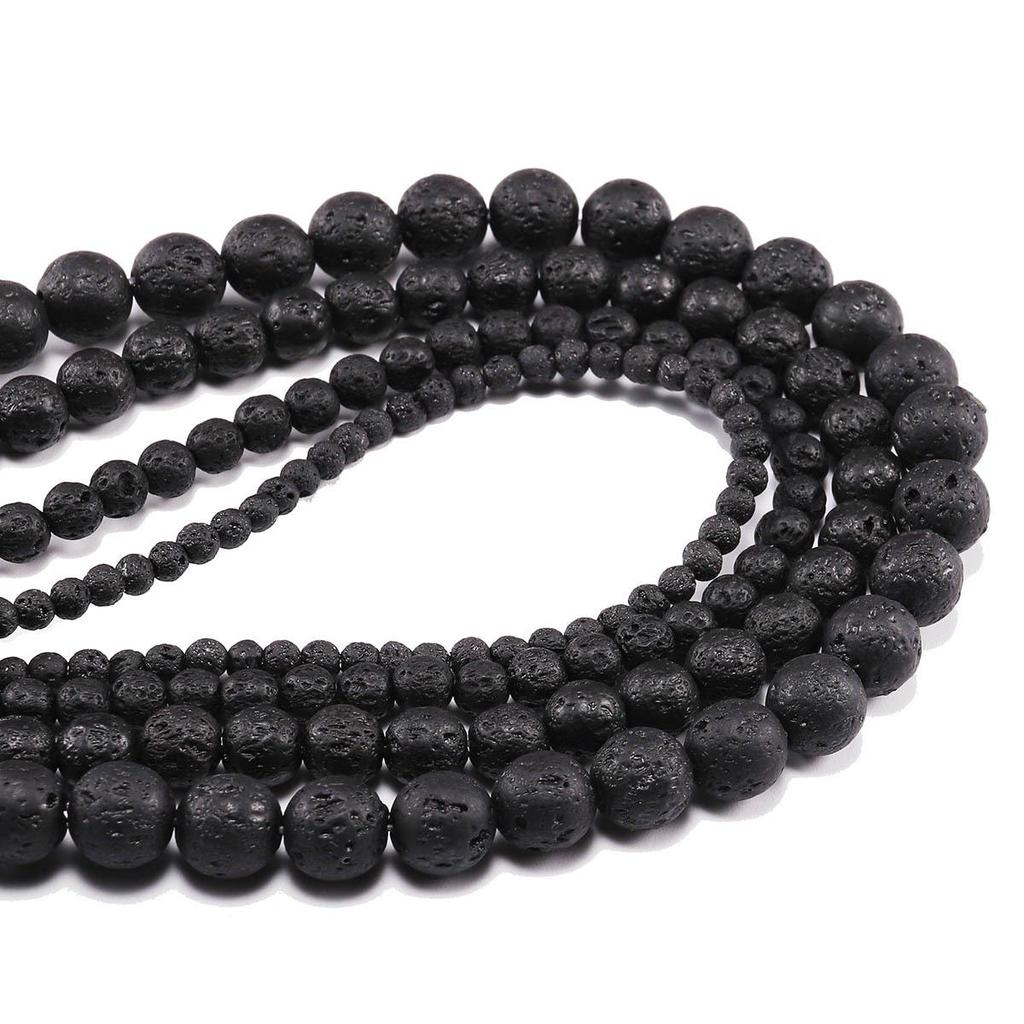 Natural Volcanic Rock Semi-Finished Round Beads for DIY Jewelry