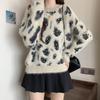 Autumn Winter Women's Mink Fleece Sweater Beaded Color Block Crew Neck Pullover Sweater Soft Warm Knit Top