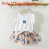 Girl Summer Outfit Set With Floral T Shirt And Shorts For Kids Ages 3 To 8