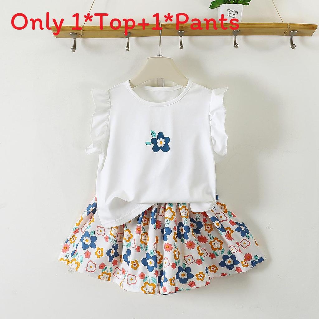 Girl Summer Outfit Set With Floral T Shirt And Shorts For Kids Ages 3 To 8