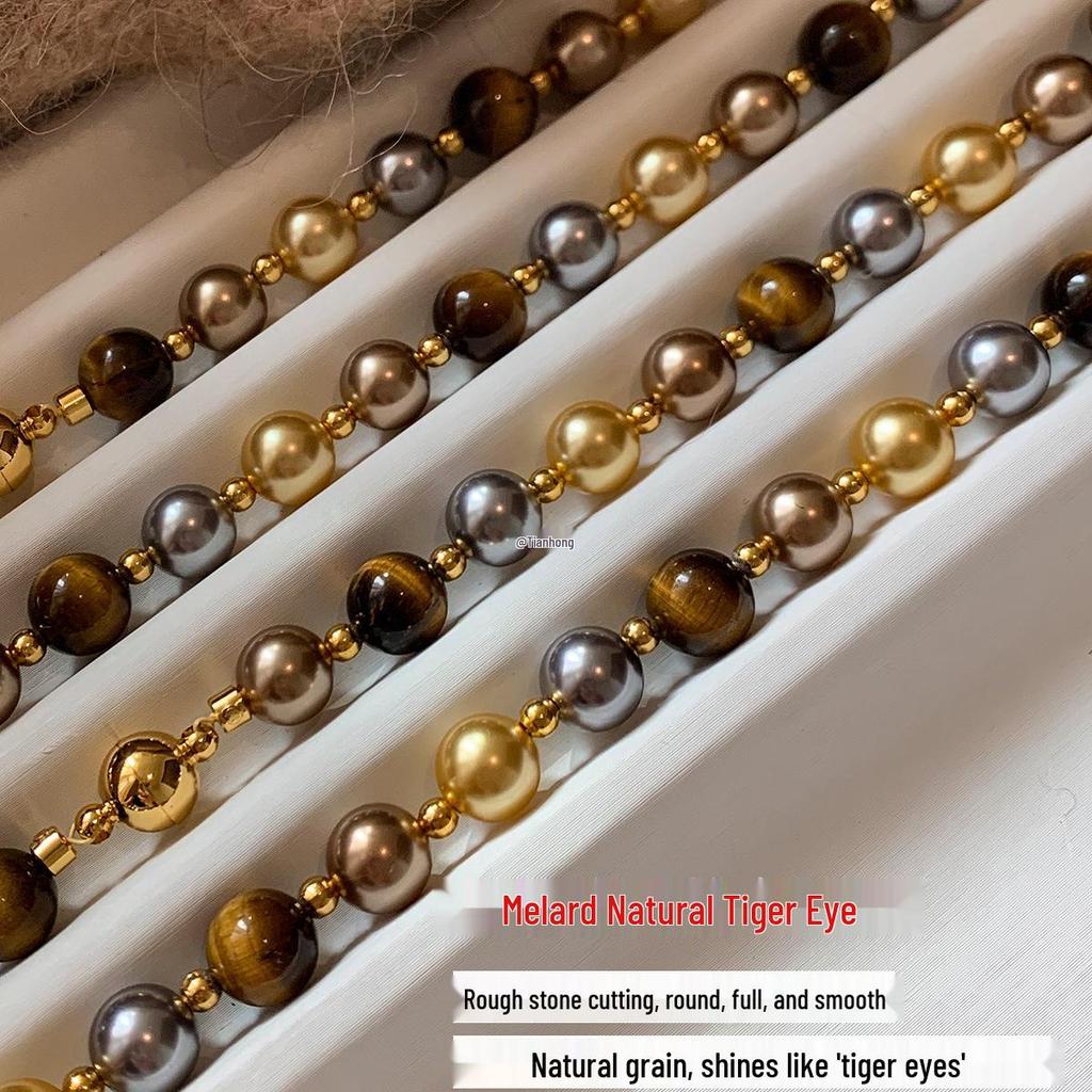 2025 Tigerauge Stein Perlenkette: Damen Y2K Stil, Nischendesign, Leichter Luxus Perlenaccessoire
