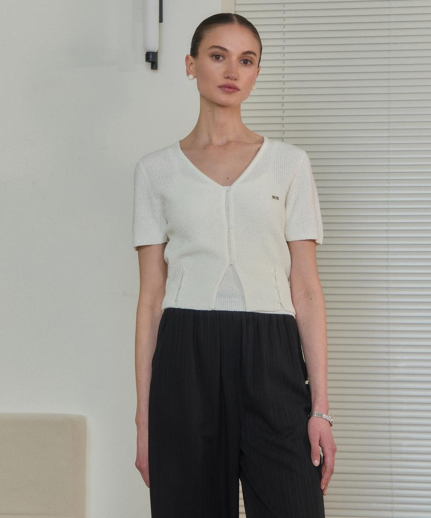 JUCYJUDY Knit Top And Short Sleeve Cardigan Set Jzkt326A