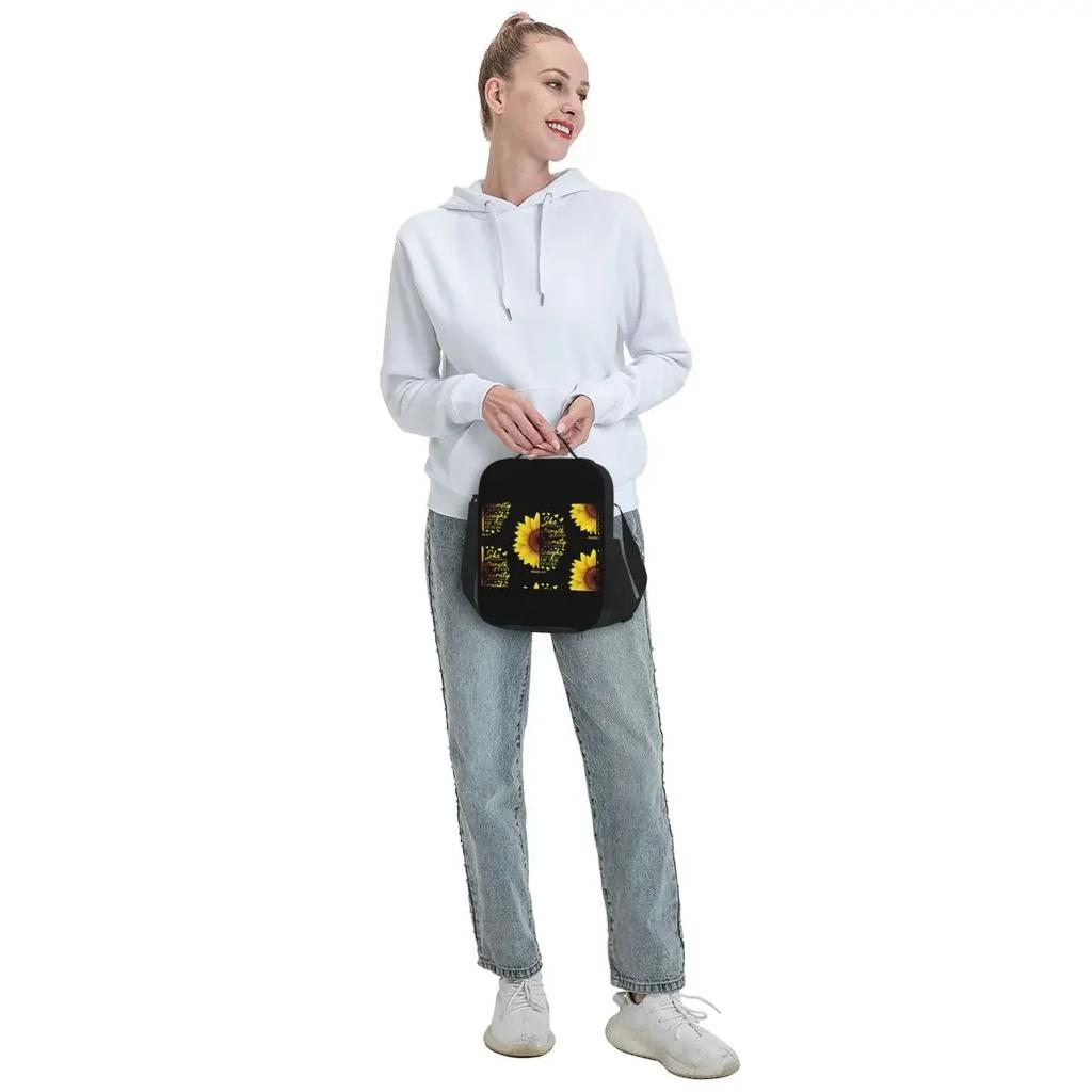 Sunflower Resuable Lunch Box Floral Flower Thermal Cooler Food Insulated Lunch Bag School Children Student