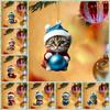 Decorative Christmas Tree Hanging Pendant 2D Cat Hanging Decoration Cartoon Cat Car Pendant  Xmas