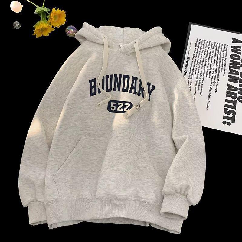 

2024 Мужская толстовка с капюшоном из бархата большого размера — осенний американский и гонконгский стиль 2XL