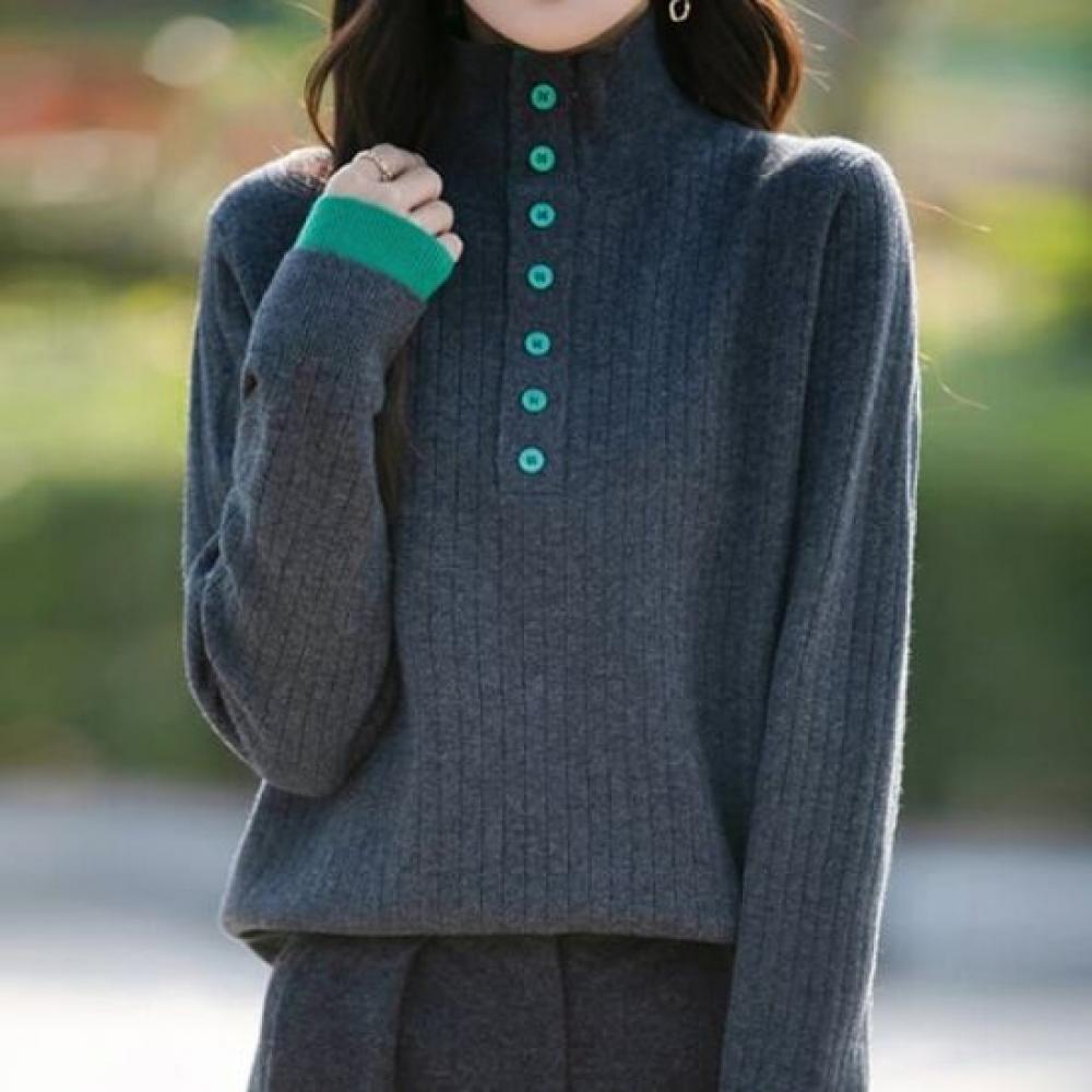Navava Women Casual Rib Turtle Neck Long Sleeve Knit Nk2723