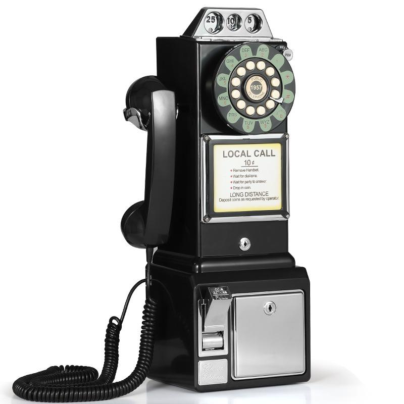 Retro amerikāņu-eiropeiska telefona naudas kaste ar