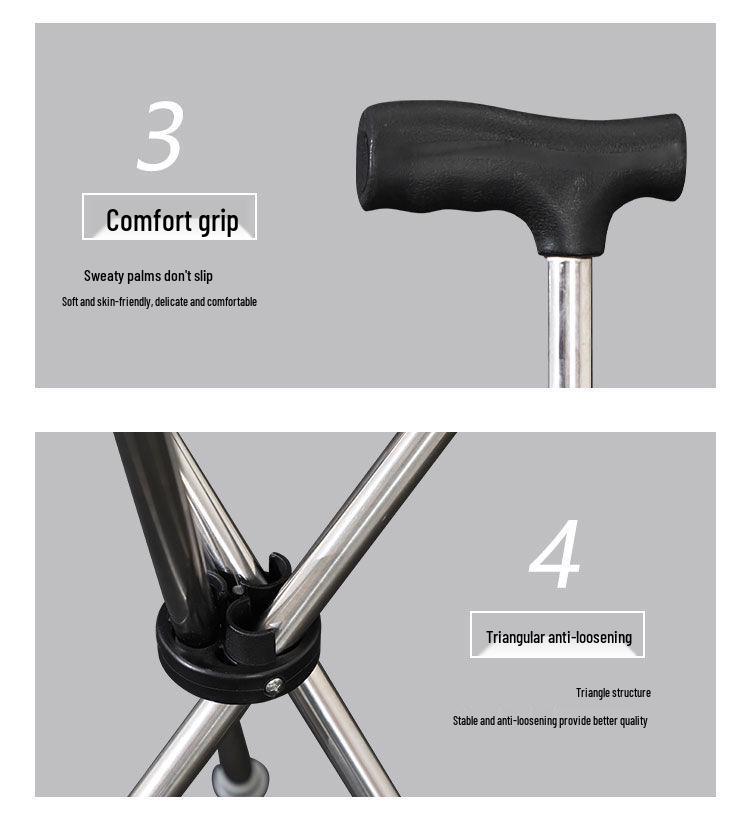 Collapsible Anti-Fall Crutch Stool: Lightweight, Thickened, Triangular Design, Telescopic, Portable, Foldable & Sit-Friendly.