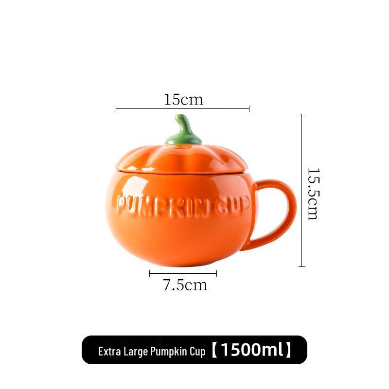

Шикарная керамическая кружка-тыква с крышкой и ложкой - трендовая, высококачественная чашка для завтрака для женщин Other