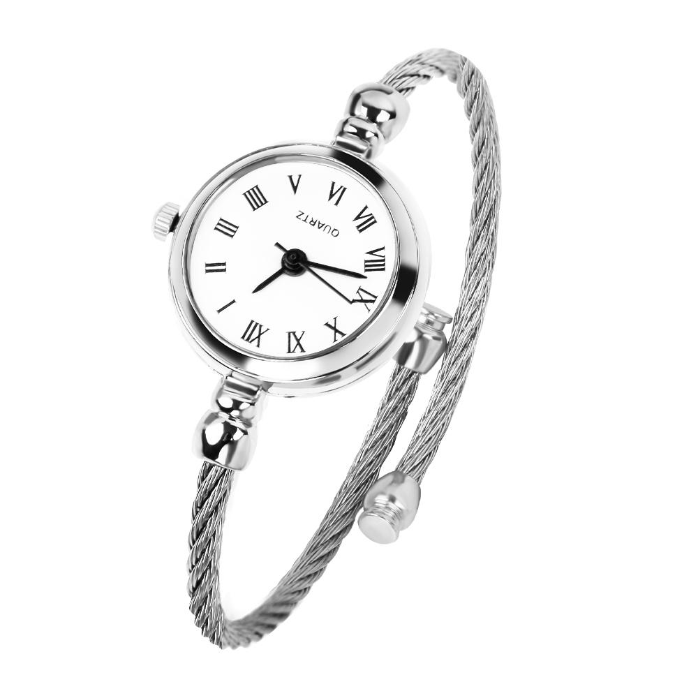 New Luxury Fashion Silver Bangle Bracelet for Women Watches Stainless Steel Retro Ladies Quartz Wristwatches Small Clock