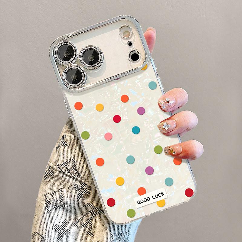 Colorful Polka Dot Phone Case for Apple 17 Pro Max, 16 Pro, 15 Pro, 14 with Lens Film
