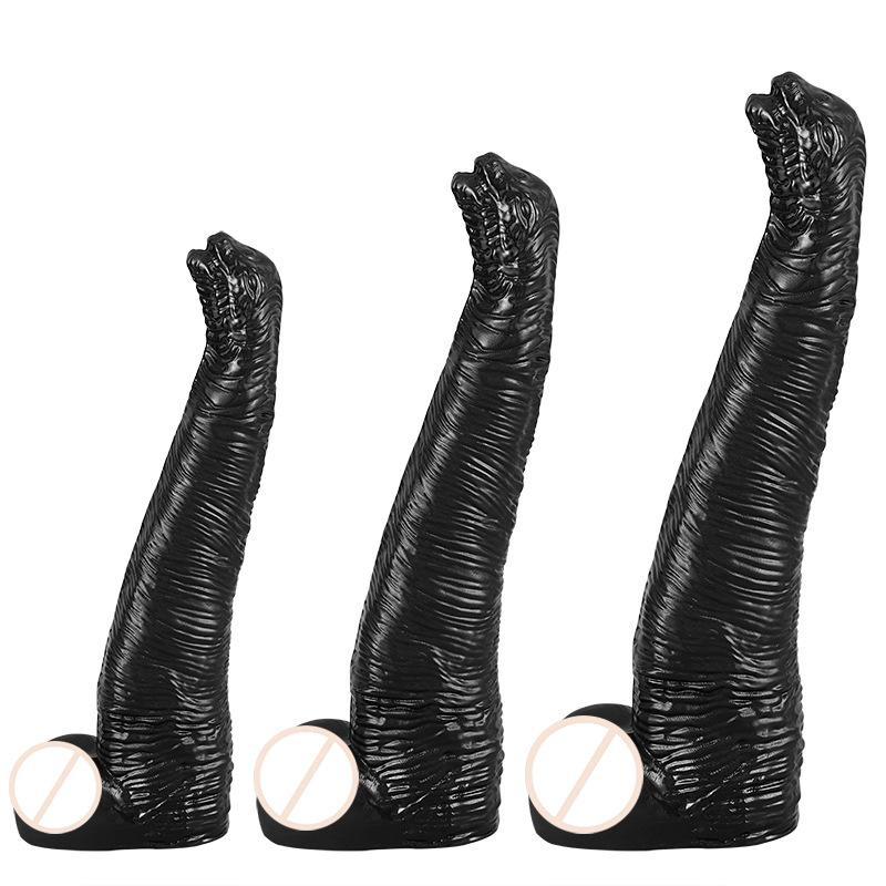 Discover Sensual Depths: 3 - Size Dino - Headed PVC Aids, Textured for Immersive Tingling Pleasure