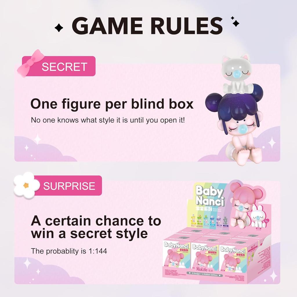 Rolife Blind Box BabyNanci Seatmates Series, 1PC Cute Blind Box Action Figure, Popular Collectible Toy Creative Kits for Birthday Gifts/Christmas