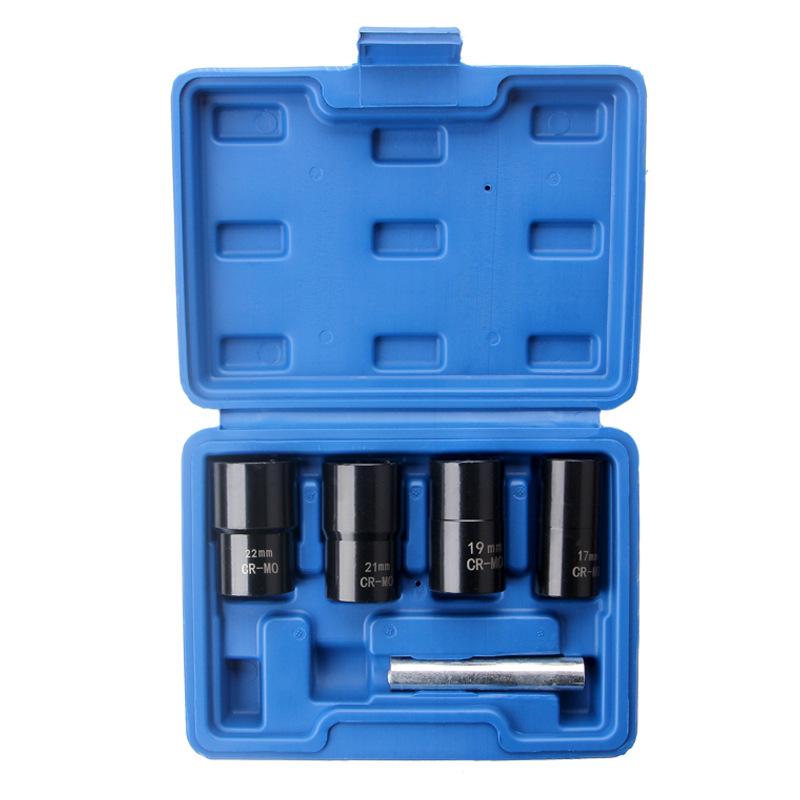 5Pcs Damaged Nut Extractor Set Durable Broken Bolt and Nut Remover 17/19/21/22mm Screw Extractor Socket Wheel Nut Removal Tool