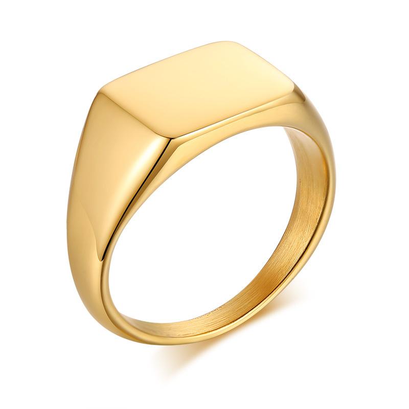 Anillo Sello Personalizado para Mujer, Anillo Grueso Redondo con Sello de Inicial, Acero Inoxidable Punk Moda Genuina Joyería Regalo Para Chicas