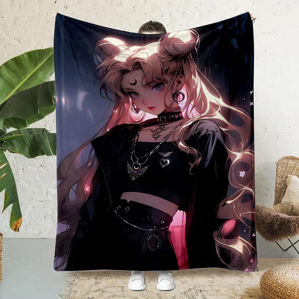 Anime Cartoon S-Sailor Moon Printed Blanket Picnic Blankets Warm Blanket Soft and Comfortable Blanket Home Travel Birthday Gift