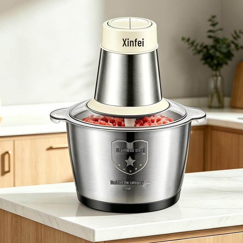 

Xinfei Stainless Steel Multi-Function Electric Meat and Vegetable Grinder for Home and Commercial Use 2 Blades - Includes Spare