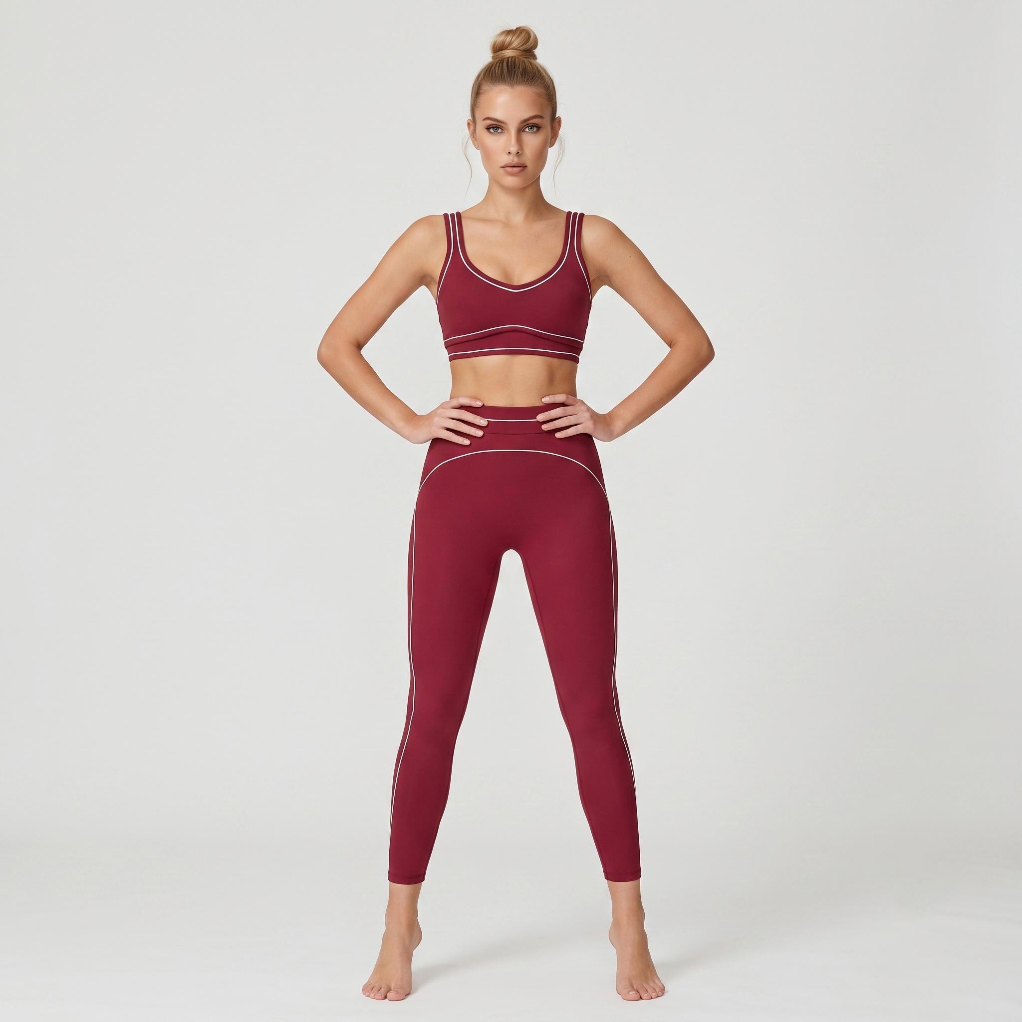 Women Contrast Stitching 2 Piece Yoga