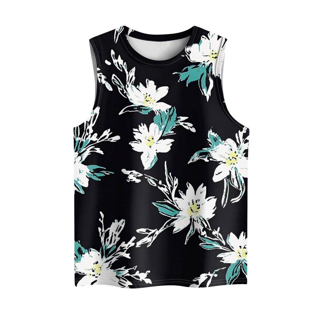 Women's Casual Tunic Tops To Wear With Leggings Sleeveless Summer Prints Shirts Tanks Blouses
