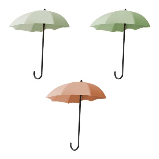 3Pcs Wall Hooks Strong Load-bearing Umbrella Shape Design Easy to Install Self Adhesive Hanger Hook Storage Organizer