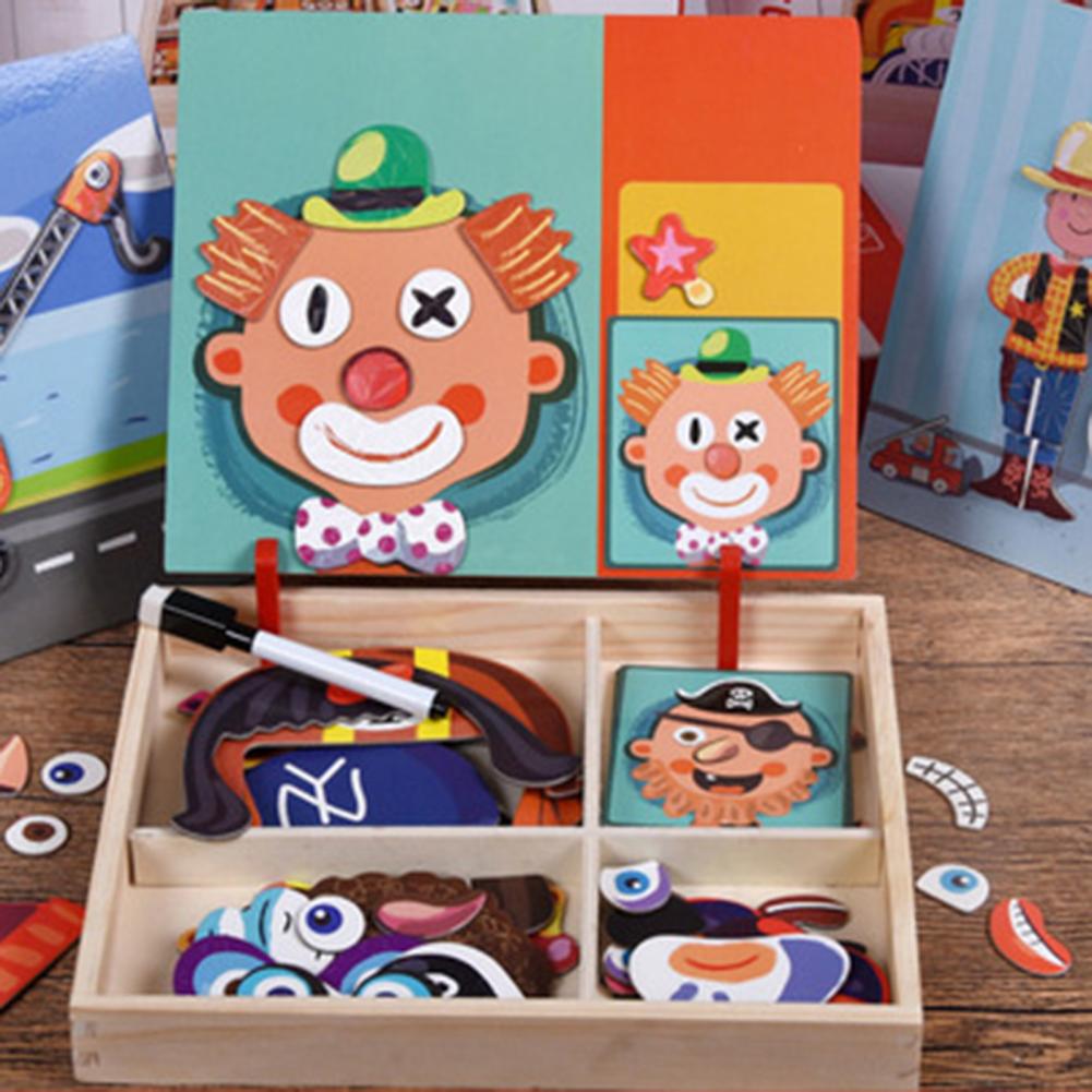 Magnetic Whiteboard Educational Magnetic Block Puzzle Board Game For Logic Thinking Training With Facial Feature Vehicle Themes