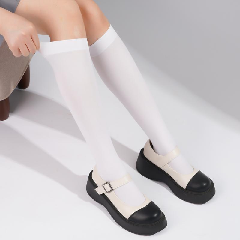 Jk Black White Long Socks for Women Lolita Solid Knee High Velvet Socks Girls Fashion Kawaii Sexy Cosplay Nylon Socks S-XL