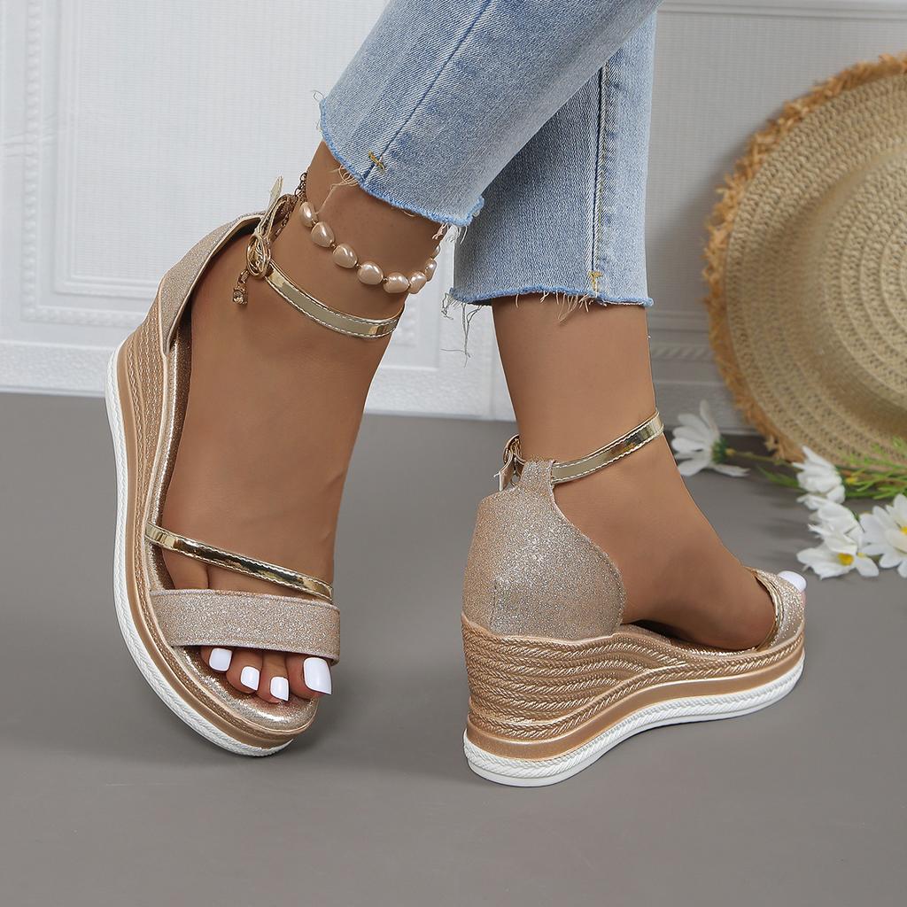 Fashion Shoes for Women Summer Fashion Peep Toe Platform Wedges Buckle Strap Plus Size 36-43 Casual Women Sandals Footwear