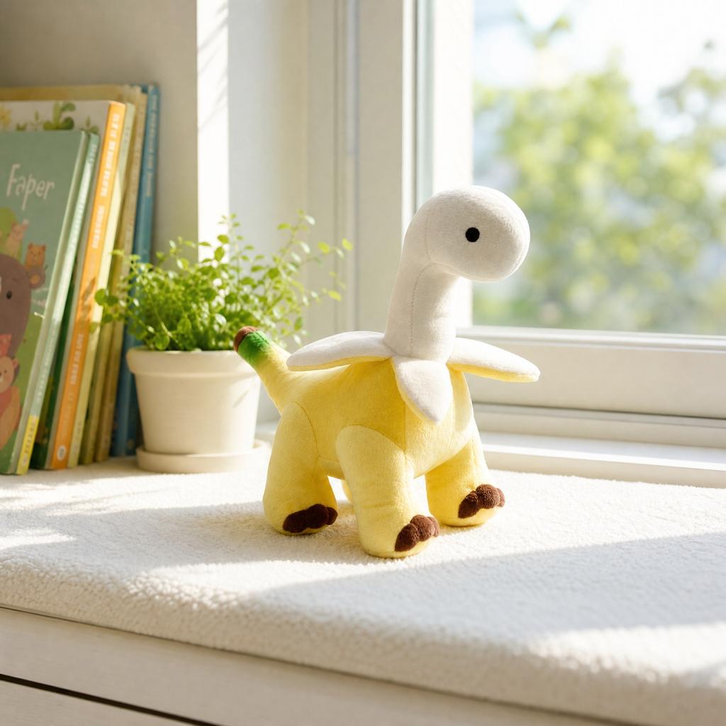 Soft Dinosaur Plush Toy with Peel Collar, Cute Yellow Dinosaur Stuffed Animal, Fun Gift for Kids