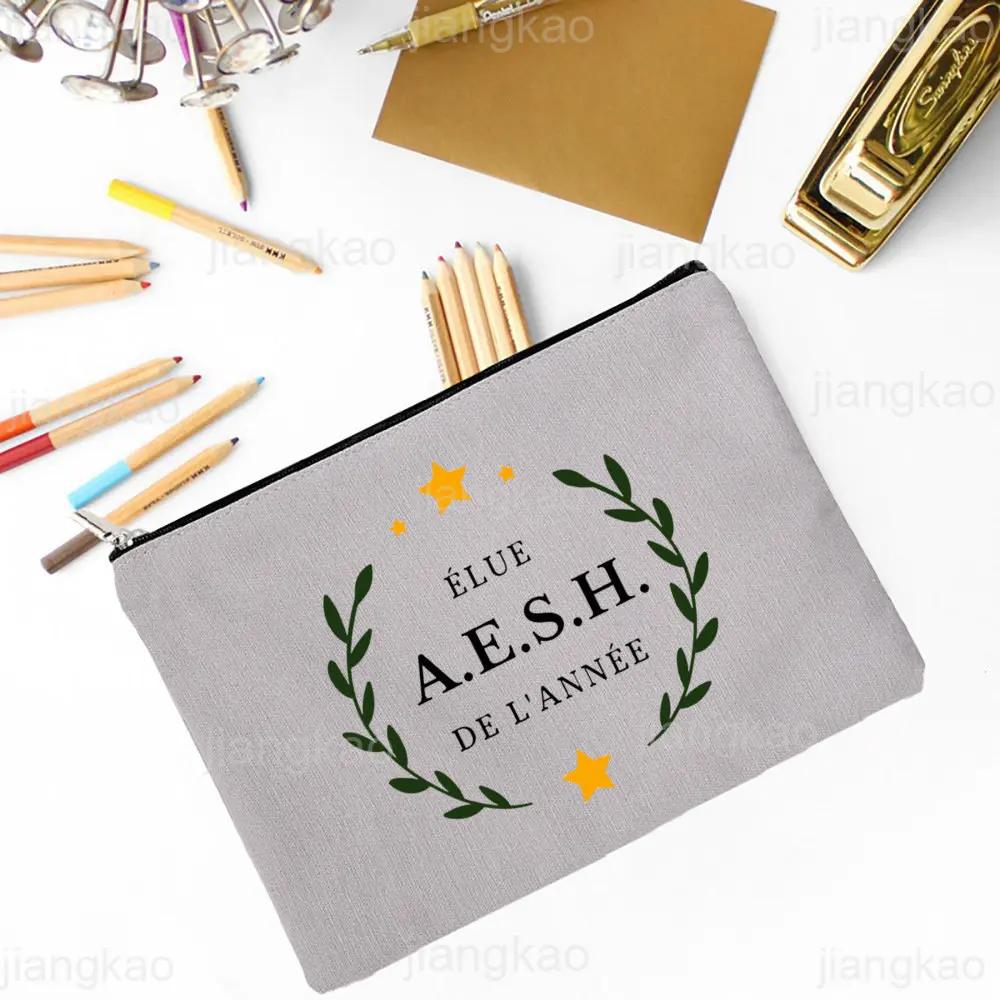 Merci AESH Printed Makeup Bag Travel Toiletry Organizer Female Neceser Cosmetic Pouch  School Pencil Bags Best Gifts for AESH