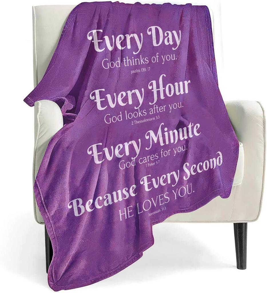 Bible Verse Blanket Inspirational Thoughts and Prayers Religious Throw Blanket Soft Cozy Plush Warm Blankets for Women Men Gift