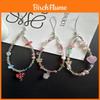 Pvc Pink Heart Bear Crystal Phone Strap With Butterfly Heart Pendant For Girls