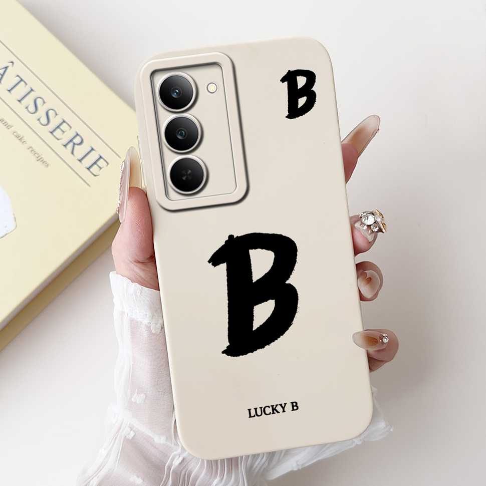 For Oppo Realme 14x 5G RMX3940 Case Popular Letter A-Z Pattern Soft Silicone Cover For Realme V60 Pro 5G Shockproof Phone Shell
