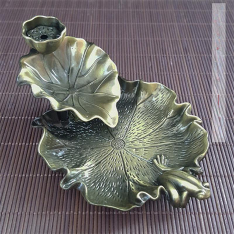 Alloy Incense Burner Lotus Leaf Backflow Vivid Modeling Home Fragrance Products Frog Backflow Incense Plate Incense Seat Zen