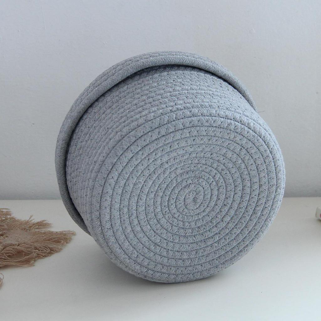Retro Cotton Linen Rope Storage Box – Hand-Woven Basket with Lid for Home Sundries