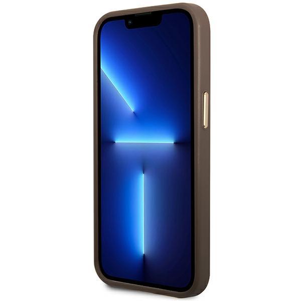 Funda para iPhone 14 Pro Guess 4G Placa con Logo MagSafe Marrón