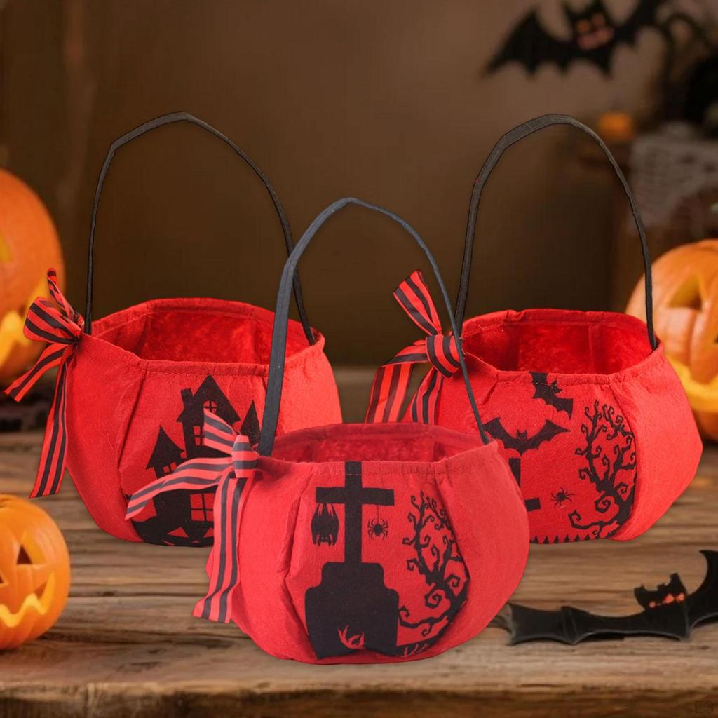 Halloween Trick or Treat Bag Candy Gifts Wrapping Carrying Handbag Reusable Grocery Goody Tote