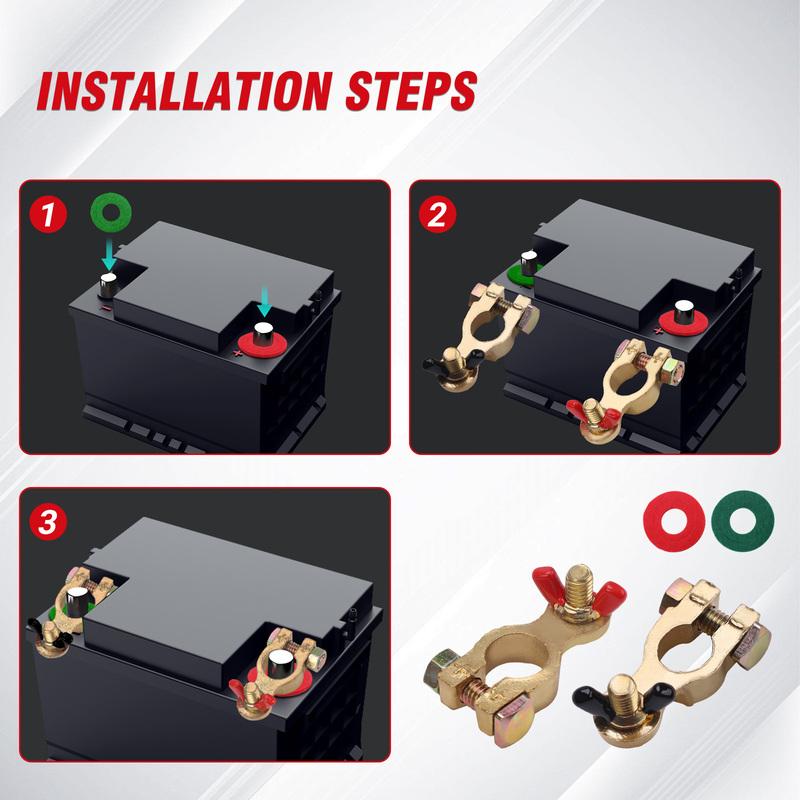 1Pair Car Battery Terminal Connectors Protector Wire Cable Clamp Adjustable Conductive Caps Stud Type Cable Positive Negative