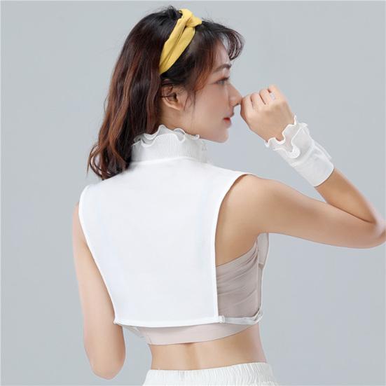 Fake Collar Lace Jacquard Tube Top Button Closure Adjustable Bust Solid Color Fake Collar Formal Casual Wear