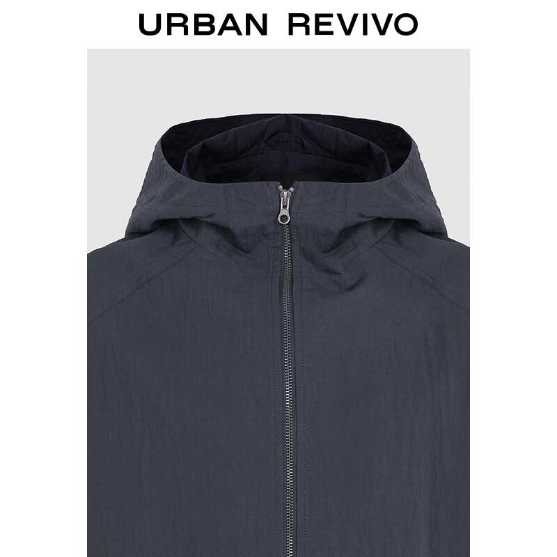 UR Men's 2025 Spring Pleated Double-Zipper Hooded Casual Jacket