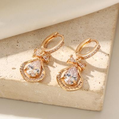 Modische Ohrringe mit Fliege und Zirkonia für Frauen, Ohrring, Schmuck, Party-Accessoires