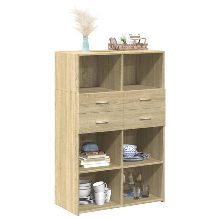 VidaXL Highboard Sonoma Oak 80x42.5x124 Cm Engineered Wood, Sideboard, Storage Cabinet, Side Panel, Cabinet, 3281387