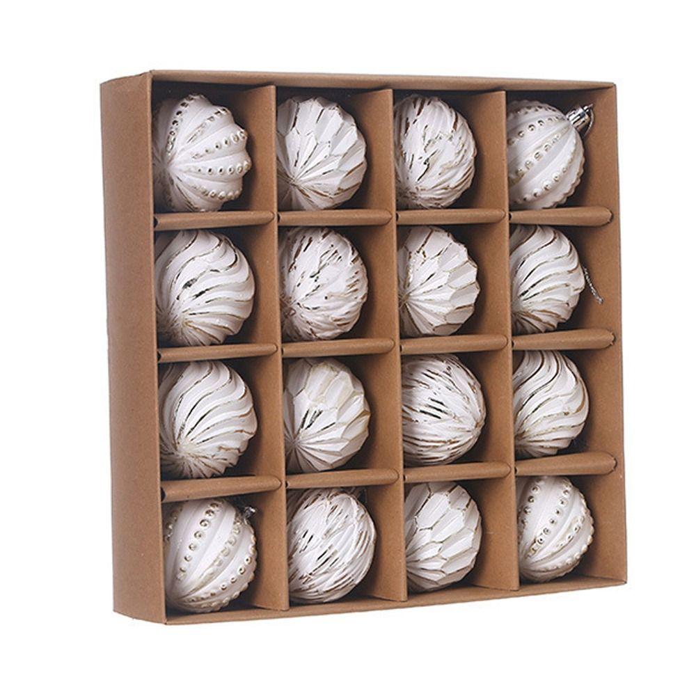

16pcs 6cm Painted Christmas Balls Set White Merry Christmas Tree Decor Children Gifts