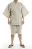 [Edoten] [Our Original!] Shijira-woven Jinbei with Japanese Pattern (Beige/Off-White) (XL, Festival Off-White)